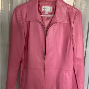 Medium bright pink leather jacket